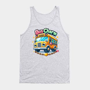 Cartoon Style School Bus Charm Tank Top